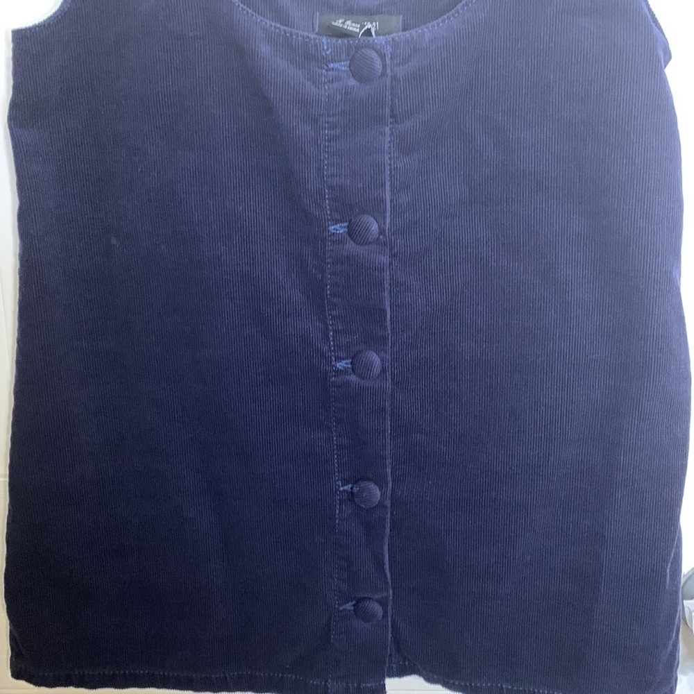 FOREVER 21 Corduroy Buckle Straps Overall Suspender Mini Dress size M Navy Blue - Picture 3 of 9